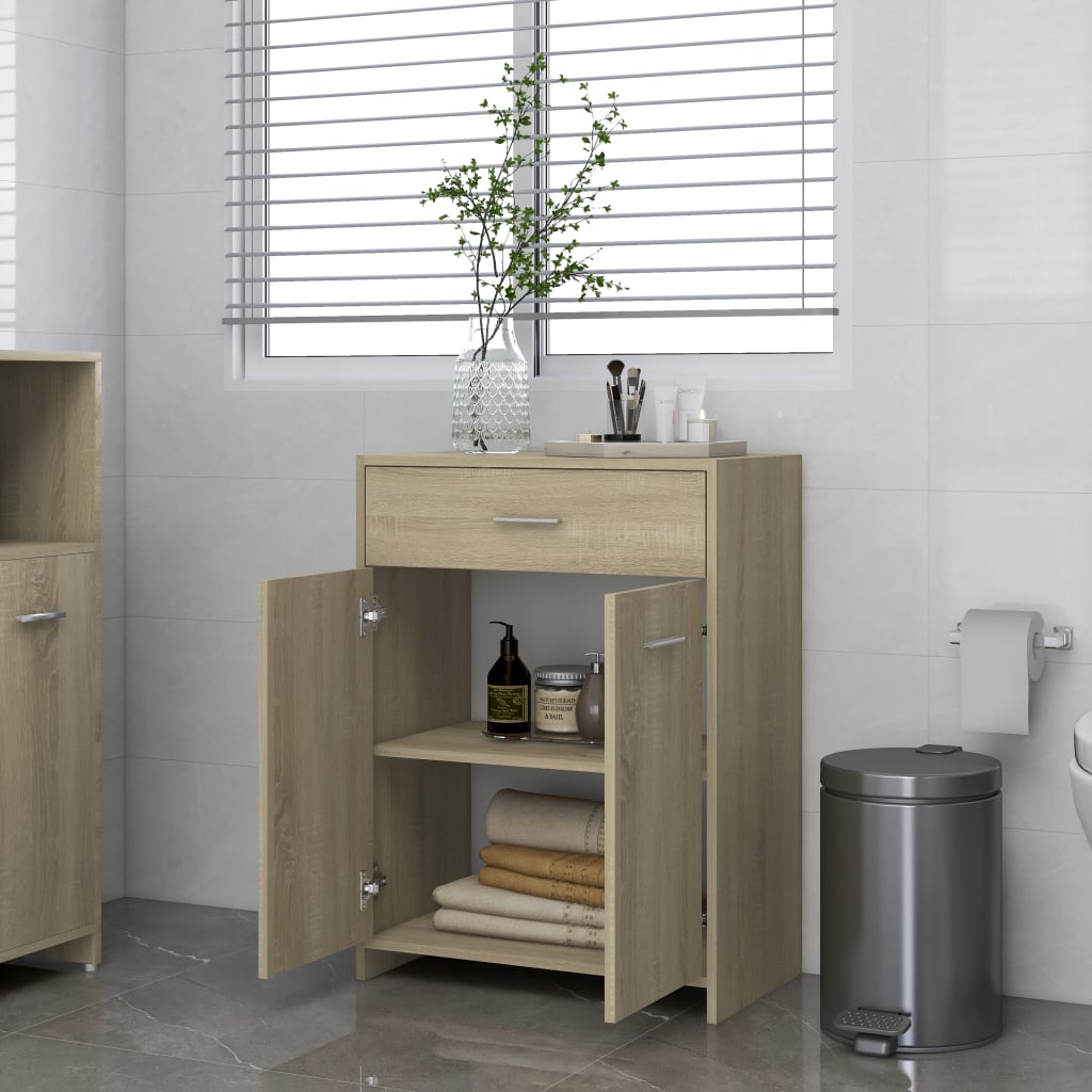 Badezimmerschrank Sonoma-Eiche 60x33x80 cm Spanplatte