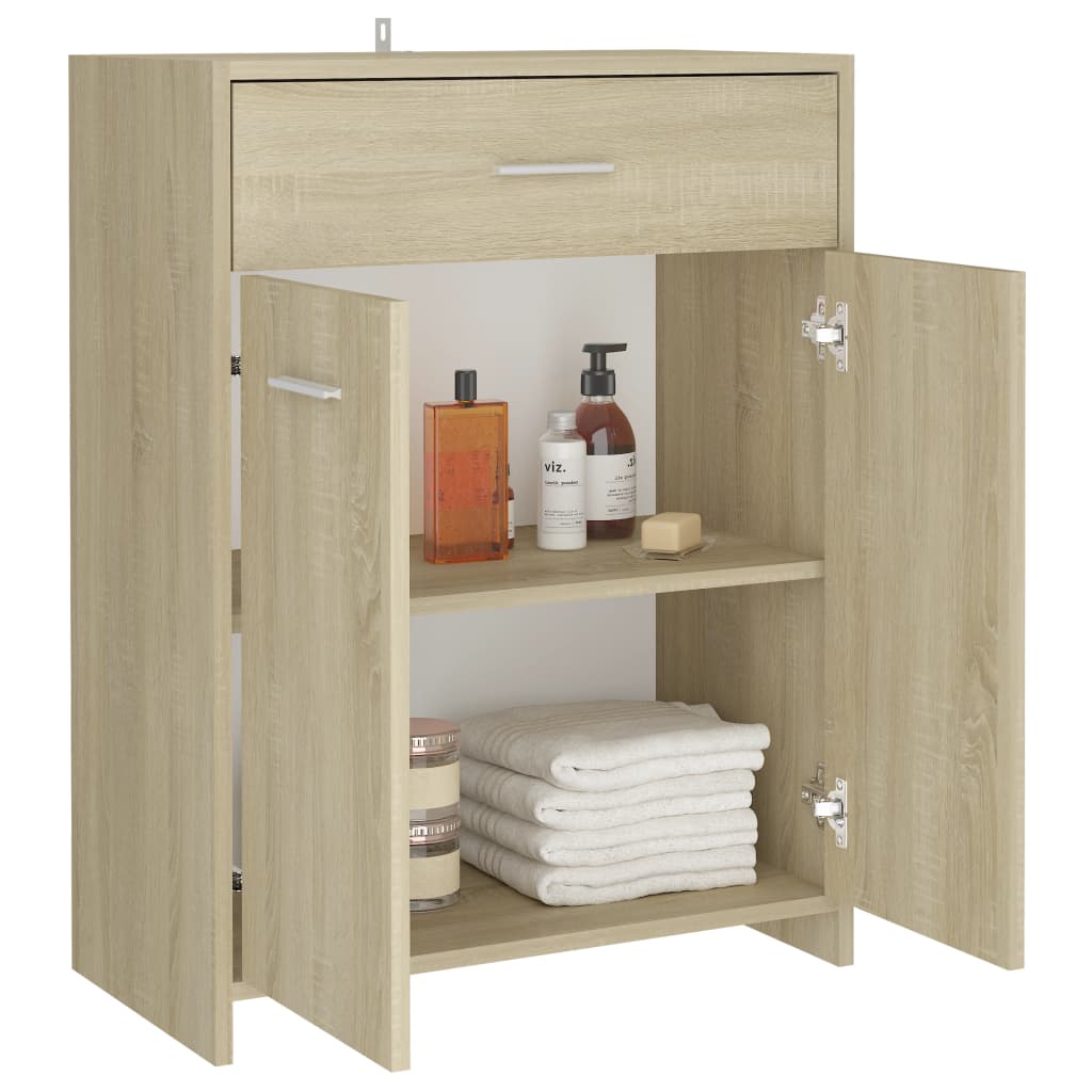 Badezimmerschrank Sonoma-Eiche 60x33x80 cm Spanplatte