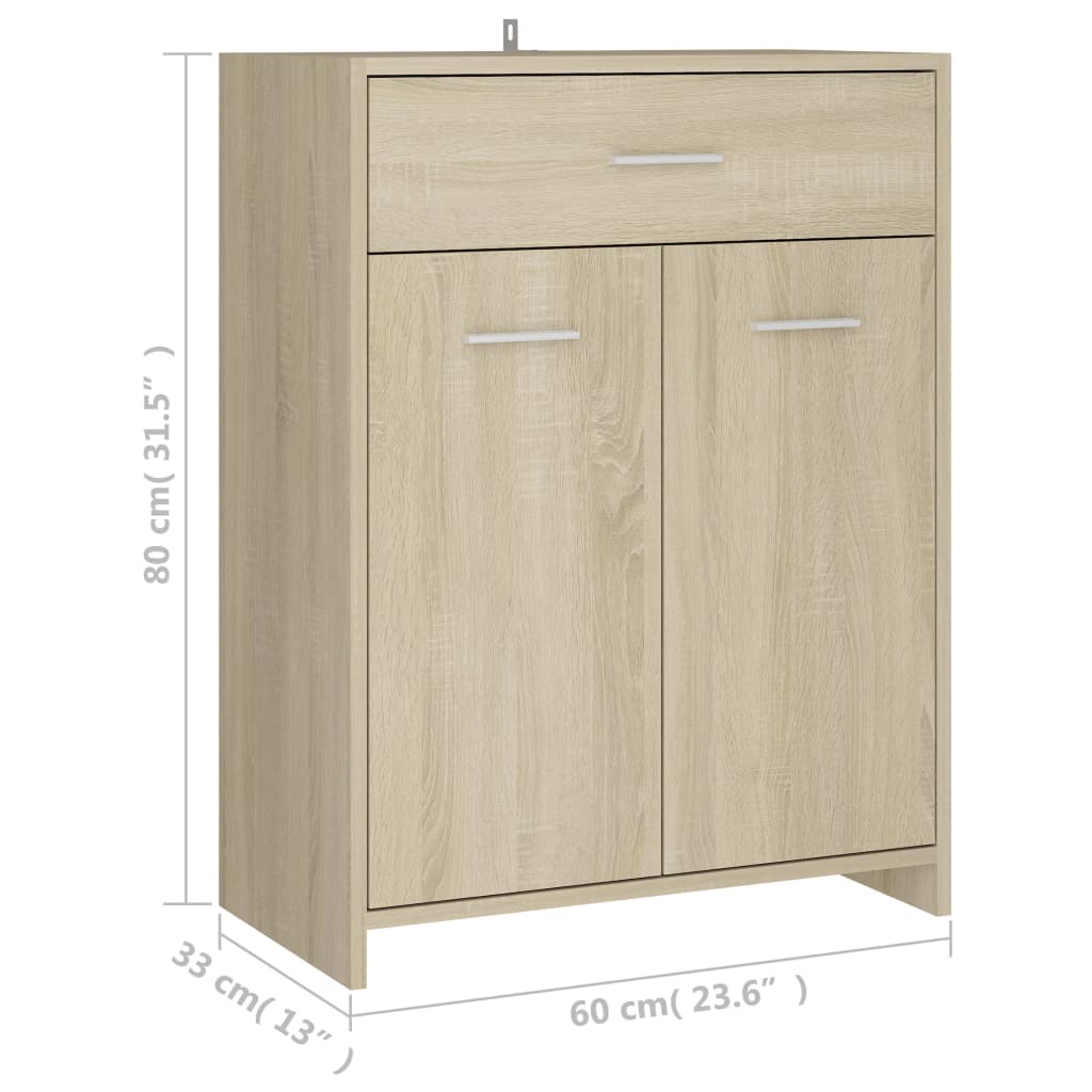 Badezimmerschrank Sonoma-Eiche 60x33x80 cm Spanplatte