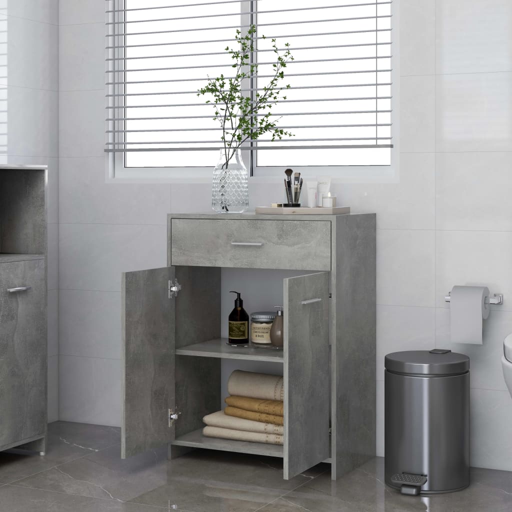 Badezimmerschrank Betongrau 60x33x80 cm Holzwerkstoff