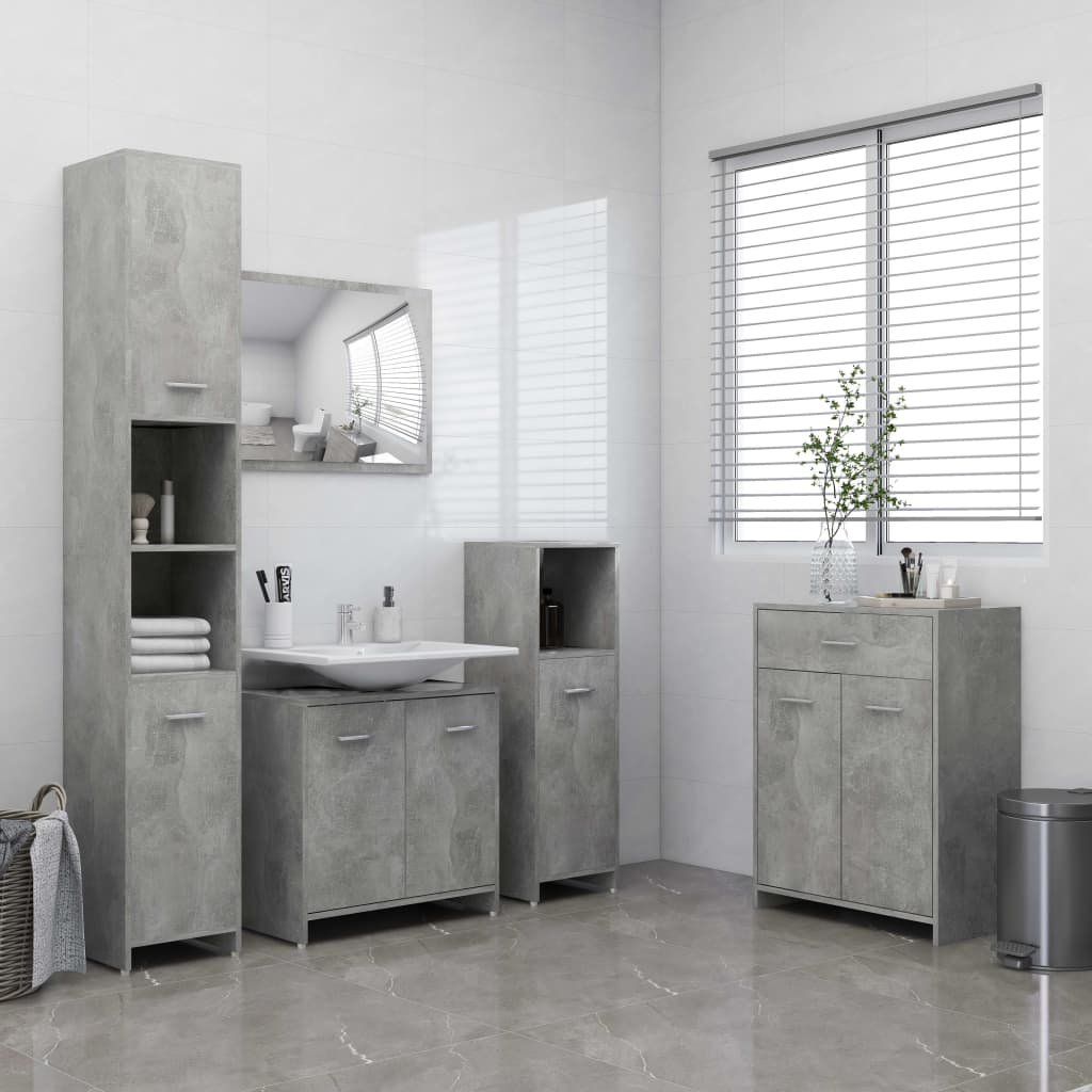 Badezimmerschrank Betongrau 60x33x80 cm Holzwerkstoff