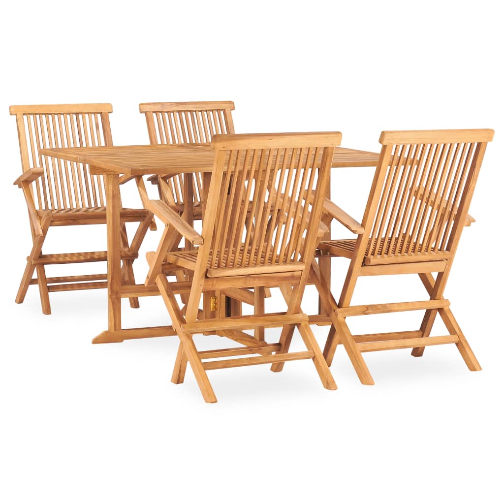 5-tlg. Garten-Essgruppe Klappbar Massivholz Teak