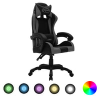 Thumbnail for Gaming-Stuhl mit RGB LED-Leuchten Grau und Schwarz Kunstleder