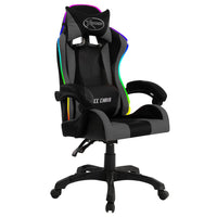 Thumbnail for Gaming-Stuhl mit RGB LED-Leuchten Grau und Schwarz Kunstleder