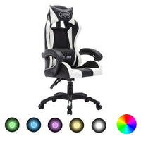 Thumbnail for Gaming-Stuhl mit RGB LED-Leuchten Weiß und Schwarz Kunstleder