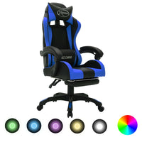 Thumbnail for Gaming-Stuhl mit RGB LED-Leuchten Blau und Schwarz Kunstleder