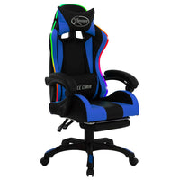 Thumbnail for Gaming-Stuhl mit RGB LED-Leuchten Blau und Schwarz Kunstleder