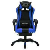 Thumbnail for Gaming-Stuhl mit RGB LED-Leuchten Blau und Schwarz Kunstleder