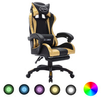Thumbnail for Gaming-Stuhl mit RGB LED-Leuchten Gold und Schwarz Kunstleder