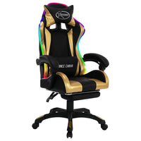 Thumbnail for Gaming-Stuhl mit RGB LED-Leuchten Gold und Schwarz Kunstleder
