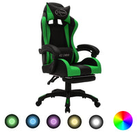 Thumbnail for Gaming-Stuhl mit RGB LED-Leuchten Grün und Schwarz Kunstleder