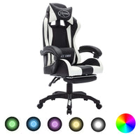 Thumbnail for Gaming-Stuhl mit RGB LED-Leuchten Weiß und Schwarz Kunstleder