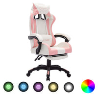 Thumbnail for Gaming-Stuhl mit RGB LED-Leuchten Rosa und Weiß Kunstleder