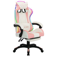 Thumbnail for Gaming-Stuhl mit RGB LED-Leuchten Rosa und Weiß Kunstleder