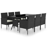 Thumbnail for 7-tlg. Garten-Essgruppe Poly Rattan Schwarz