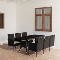 Thumbnail for 7-tlg. Garten-Essgruppe Poly Rattan Schwarz