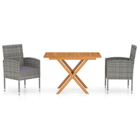Thumbnail for 3-tlg. Garten-Essgruppe Poly Rattan & Massivholz Akazie