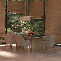 Thumbnail for 7-tlg. Garten-Essgruppe Poly Rattan Braun