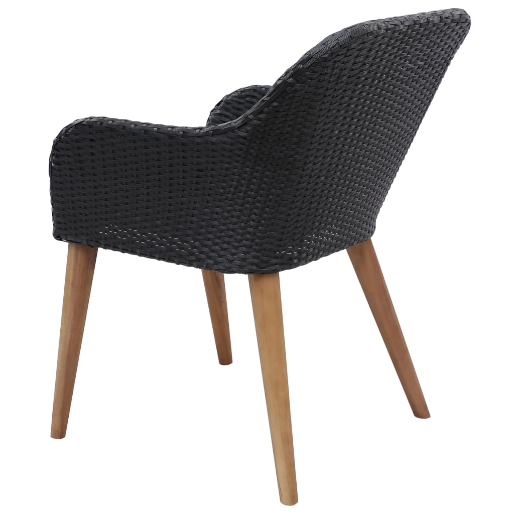 9-tlg. Garten-Essgruppe Poly Rattan Schwarz