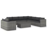 Thumbnail for 10-tlg. Garten-Lounge-Set mit Kissen Poly Rattan Grau