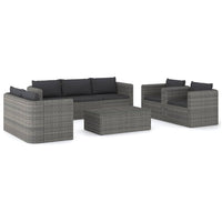 Thumbnail for 8-tlg. Garten-Lounge-Set mit Kissen Poly Rattan Grau