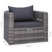 Thumbnail for 8-tlg. Garten-Lounge-Set mit Kissen Poly Rattan Grau