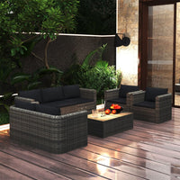 Thumbnail for 8-tlg. Garten-Lounge-Set mit Kissen Poly Rattan Grau