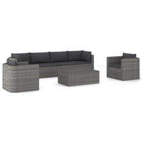 Thumbnail for 7-tlg. Garten-Lounge-Set mit Kissen Poly Rattan Grau