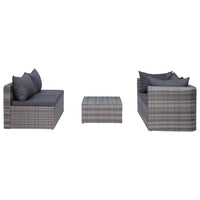 Thumbnail for 7-tlg. Garten-Lounge-Set mit Kissen Poly Rattan Grau