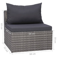 Thumbnail for 7-tlg. Garten-Lounge-Set mit Kissen Poly Rattan Grau