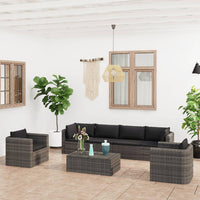 Thumbnail for 7-tlg. Garten-Lounge-Set mit Kissen Poly Rattan Grau