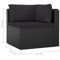 Thumbnail for 9-tlg. Garten-Lounge-Set mit Kissen Poly Rattan Schwarz