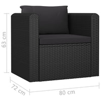 Thumbnail for 9-tlg. Garten-Lounge-Set mit Kissen Poly Rattan Schwarz