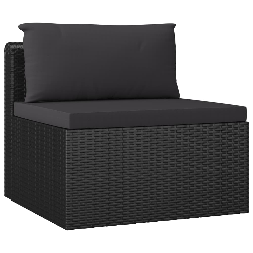 10-tlg. Garten-Lounge-Set mit Kissen Poly Rattan Schwarz