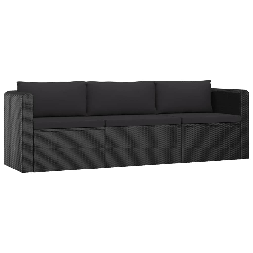 10-tlg. Garten-Lounge-Set mit Kissen Poly Rattan Schwarz