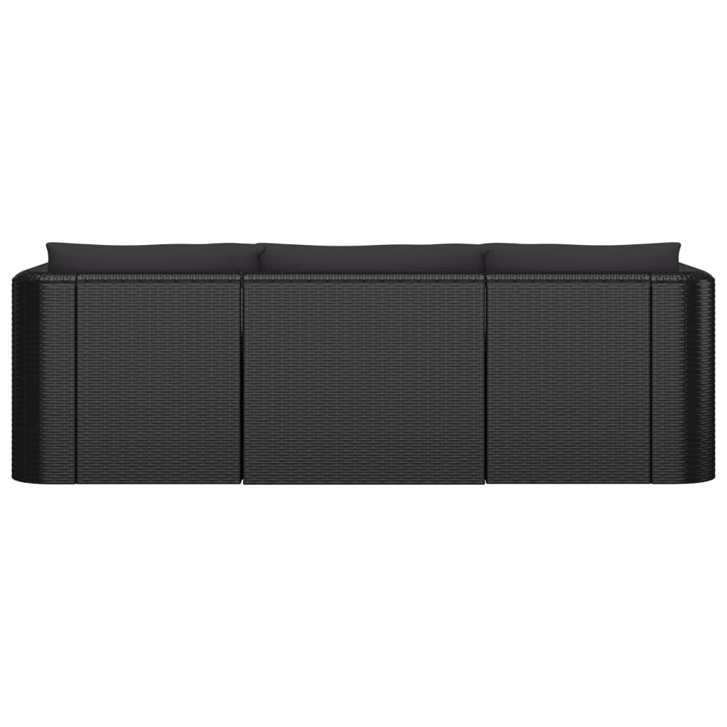 10-tlg. Garten-Lounge-Set mit Kissen Poly Rattan Schwarz