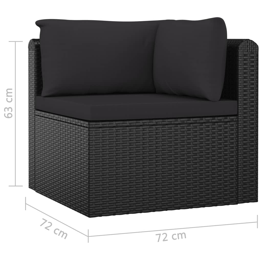 10-tlg. Garten-Lounge-Set mit Kissen Poly Rattan Schwarz