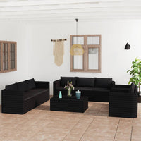 Thumbnail for 10-tlg. Garten-Lounge-Set mit Kissen Poly Rattan Schwarz