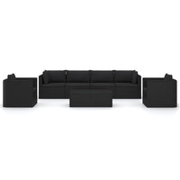 Thumbnail for 7-tlg. Garten-Lounge-Set mit Kissen Poly Rattan Schwarz
