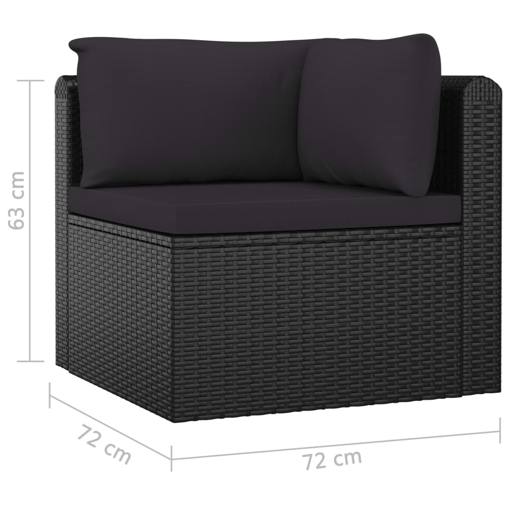 7-tlg. Garten-Lounge-Set mit Kissen Poly Rattan Schwarz
