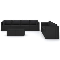 Thumbnail for 9-tlg. Garten-Lounge-Set mit Kissen Poly Rattan Schwarz