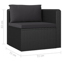 Thumbnail for 9-tlg. Garten-Lounge-Set mit Kissen Poly Rattan Schwarz