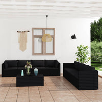 Thumbnail for 9-tlg. Garten-Lounge-Set mit Kissen Poly Rattan Schwarz
