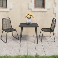 Thumbnail for 3-tlg. Garten-Essgruppe PVC Rattan Schwarz