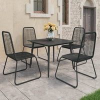 Thumbnail for 5-tlg. Garten-Essgruppe PVC Rattan Schwarz