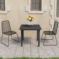 Thumbnail for 3-tlg. Garten-Essgruppe PVC Rattan Schwarz