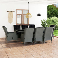 Thumbnail for 9-tlg. Garten-Essgruppe mit Auflagen Poly Rattan Hellgrau