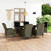 Thumbnail for 7-tlg. Garten-Essgruppe mit Auflagen Poly Rattan Braun