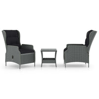 Thumbnail for 3-tlg. Garten-Lounge-Set mit Auflagen Poly Rattan Hellgrau