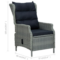 Thumbnail for 3-tlg. Garten-Lounge-Set mit Auflagen Poly Rattan Hellgrau